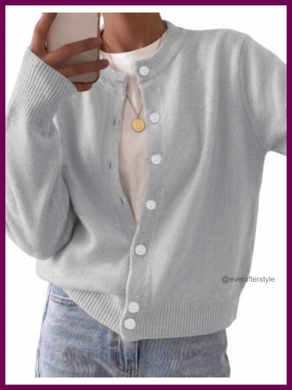Zeagoo Women's Wool Blend Cardigan Crewneck Button